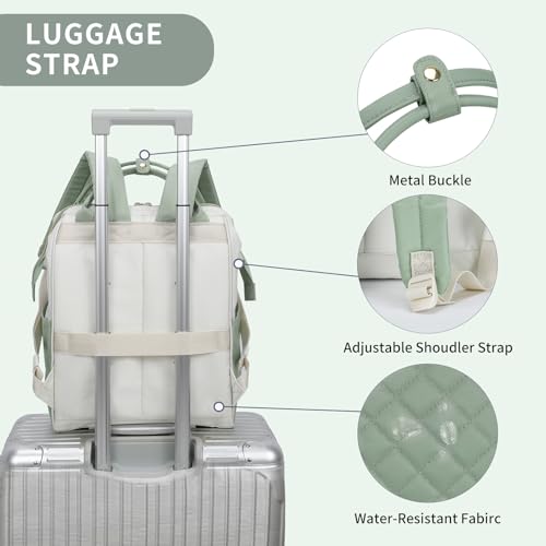 EMPSIGN 17 Inch Laptop Backpack for Women, Beige-Light Green - color: Beige/Light Green