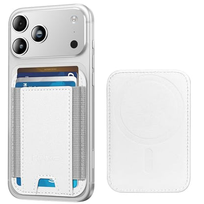 HiWe for MagSafe Wallet, 7 Cards Holder, RFID Blocking, Stronger Magnets - color: White Wallet - Grey Band