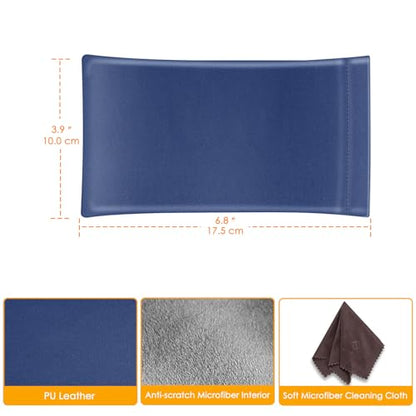 FINTIE Soft Eyeglasses Case with Cleaning Cloth, Squeeze Top Glasses Pouch - color: Navy Blue