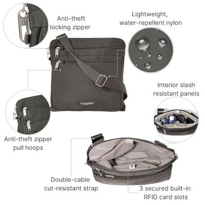 Baggallini Securtex Anti-Theft Large Crossbody - color: Charcoal