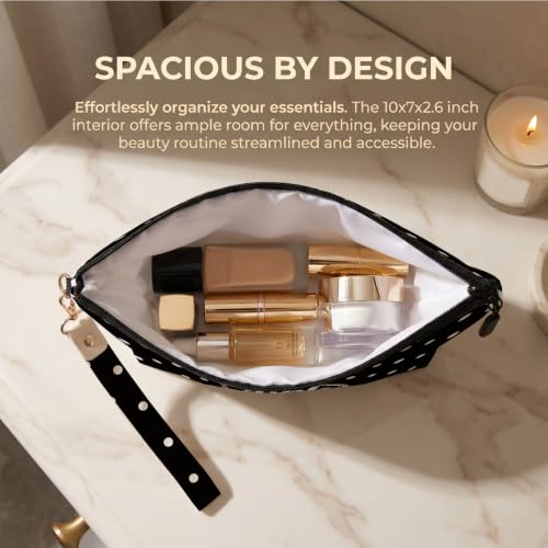 Fokongna Makeup Bag with Keychain Wristlet, Girls Trip Dots - color: Girls Trip Dots