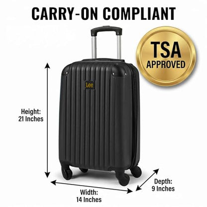 Lee Carry On Luggage with Wheels, 21" TSA Approved Hard Shell Suitcase - color: Black