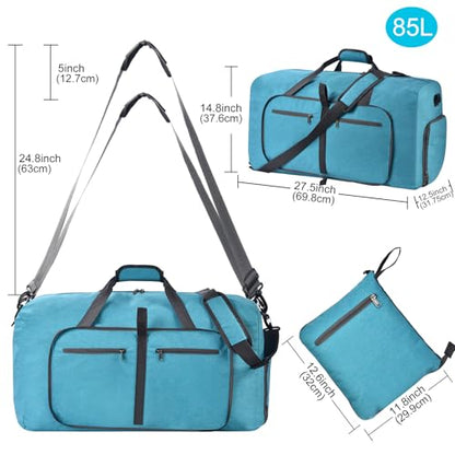 Felipe Varela Foldable Duffle Bag for Travel Weekend Overnight Gym Camping - color: B MintGreen, size: 115L