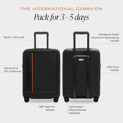Briggs & Riley ZDX Global 21 Inch Carry-On Expandable Spinner, Black - color: Black, size: 21" Hardside Carry-On
