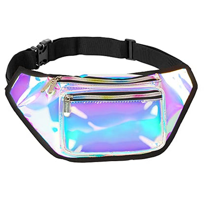 SoJourner Waterproof Holographic Fanny Pack, Luminous Holographic Blue - color: Holographic Blue