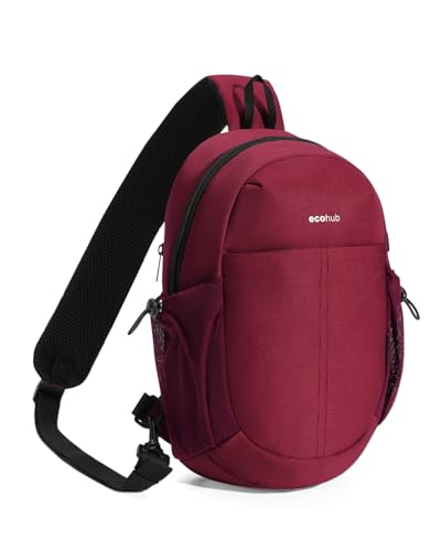 ECOHUB Anti-Theft Crossbody Bag Men Women RFID Blocking Lightweight Sling Backpack Water Resistant for Travel Hiking Outdoor - color: Red-women
