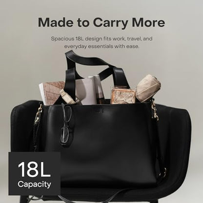July Juliette Soft Work Tote Bag, Laptop Sleeve, 18L, Black - color: Black