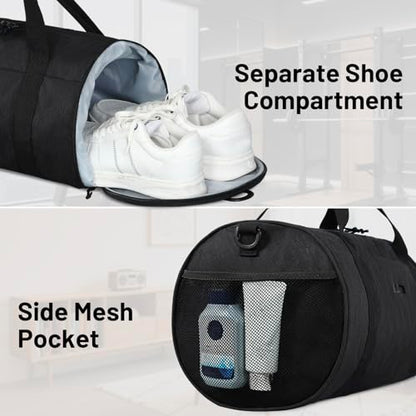 MIER Small Gym Duffle Bag with Shoe Compartment & Wet Pocket, 24L, Black - color: black, size: 24L