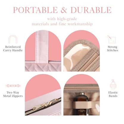 HOTOR Hanging Travel Toiletry Bag Women Men Essentials Pale Pink - color: Pale Pink, size: Medium