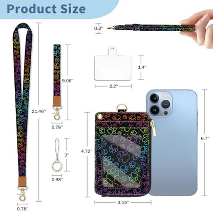 Dog Paw Lanyard Wallet with Id Badge Holder Keychain Card Women - color: Dog Paw