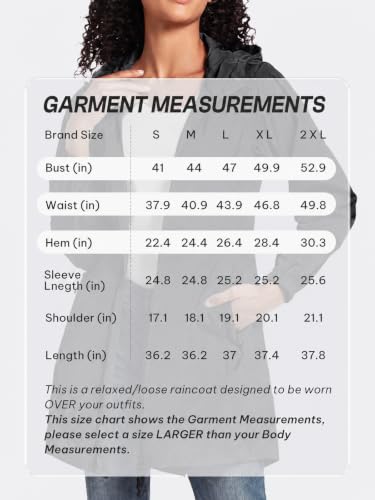 SaphiRose Women's Long Packable Rain Jacket with Hood Waterproof Raincoat - color: Black, size: Large