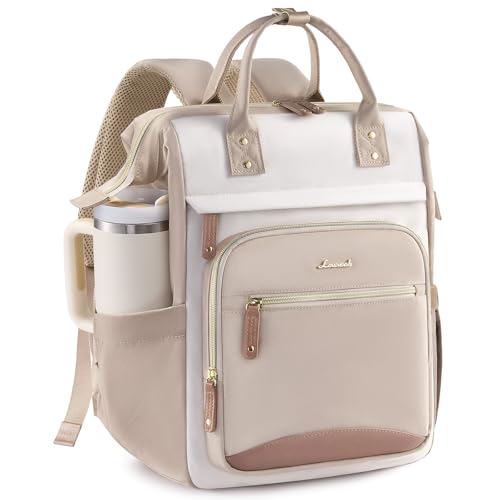 LOVEVOOK Laptop Backpack Women, 15.6 Inch Work Backpack - color: Beige-khaki, size: 17.3INCH