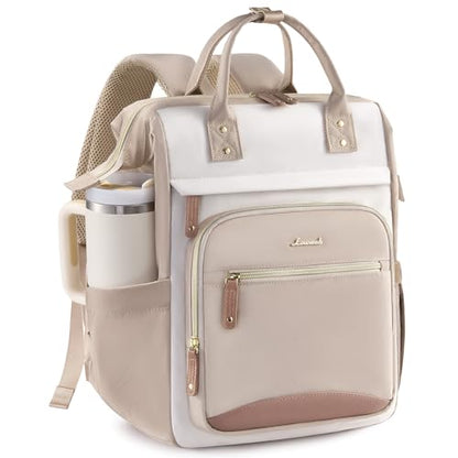 LOVEVOOK Laptop Backpack Women, 15.6 Inch Work Backpack - color: Beige-khaki, size: 17.3INCH