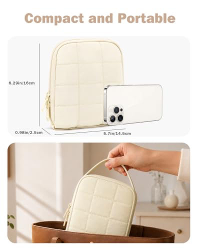 Travel Jewelry Case with Necklace Holder, Earring and Ring Organizer, Beige - color: Beige