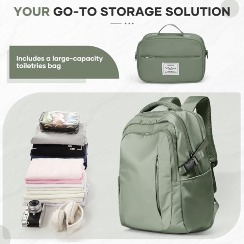 suwasp Travel Backpack for Women Airline Approved Carry On, Large Laptop Backpack for Men, Flight Approved Luggage Backpack (Green-with Toiletry Bag) - color: Green-with Toiletry Bag