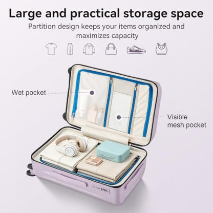 Luggage Sets 3 Piece Suitcase Spinner Hardshell TSA Lock,Purple - color: Purple
