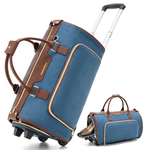 Fanwoli Carry-On Rolling Garment Bag with Wheels, Suit Travel Bag - color: Blue