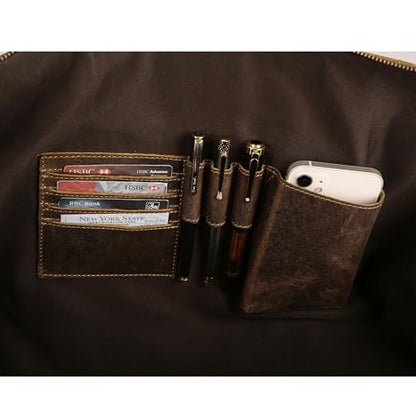 KomalC Leather Travel Duffle Bag, Cabin Carry-On for Men & Women - style: Buffalo Distressed Tan