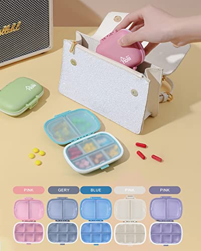 Holii Travel Pill Organizer, 8 Compartments Portable Pill Case （Gray） - color: Gray