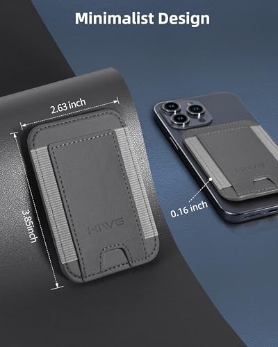 HiWe for MagSafe Wallet, 7 Cards Holder, RFID Blocking, Stronger Magnets - color: Grey Wallet - Grey Band