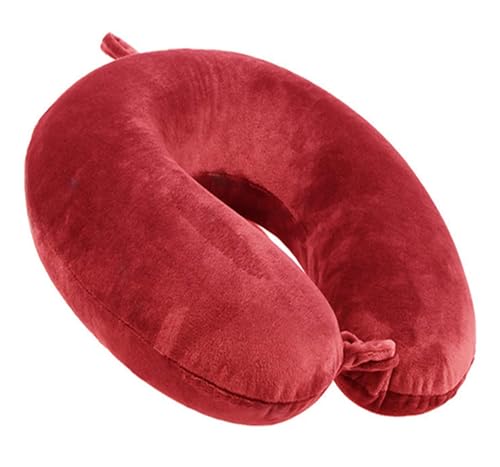 Travel Pillow - Memory Foam Neck Pillow Support Pillow,Luxury Compact & Lightweight Quick Pack for Camping,Sleeping Rest Cushion (Red) - color: Red