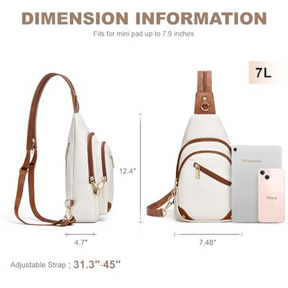 SYTRAH Anti Theft Sling Bag for Women, RFID Crossbody Purses Travel - color: Beige Brwon