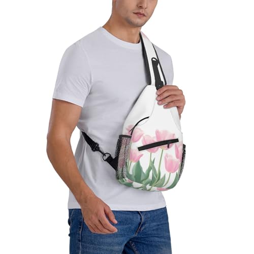 SUPLUCHOM Sling Bag Tulip Flower Hiking Daypack Crossbody Shoulder Backpack Travel Chest Pack for Men Women - color: B0157