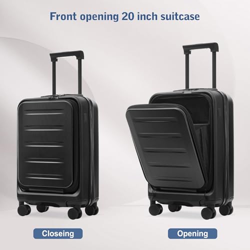 Merax 5 Piece Luggage Set,Front Opening Hardside Suitcase Set.Black - color: Black, size: 5 Piece(20/24/28/DB/TB)