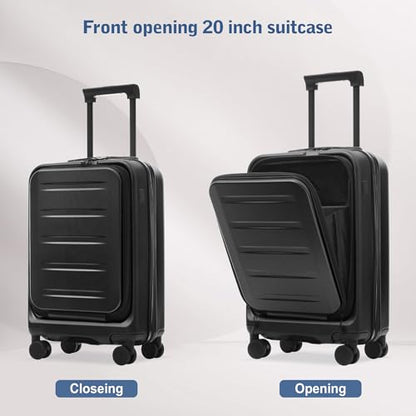 Merax 5 Piece Luggage Set,Front Opening Hardside Suitcase Set.Black - color: Black, size: 5 Piece(20/24/28/DB/TB)