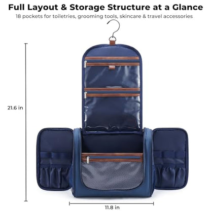 Ralnitote Toiletry Bag for Men, Large Hanging Travel Toiletry Bag, Navy - color: Navy