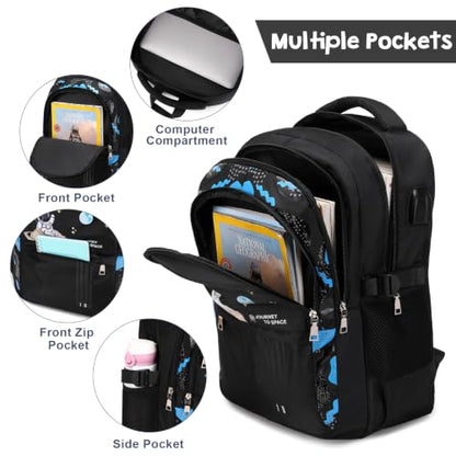 ACESAK Astronaut Backpack for Boys - Boy Backpack Schoolbag with Lunch Bag - color: Black