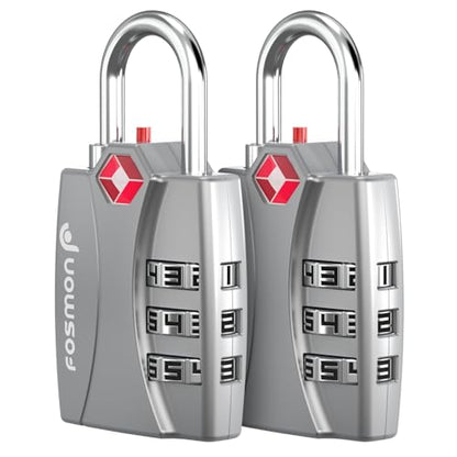 Fosmon TSA Approved Luggage Locks, 3 Digit Padlock, 2 Pack Silver - color: 3 Digit Silver 2 Pack