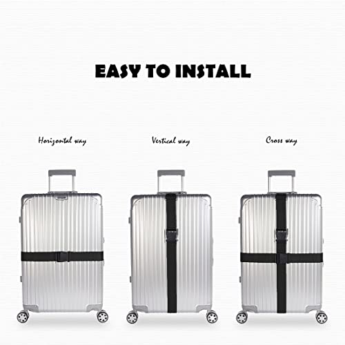 2pcs 74″×2″Luggage Straps for Suitcases,Adjustable Suitcase Straps and Heavy Duty Strap Buckle Packing Straps Travel Accessories,Black - color: Black 2PCS