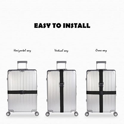 2pcs 74″×2″Luggage Straps for Suitcases,Adjustable Suitcase Straps and Heavy Duty Strap Buckle Packing Straps Travel Accessories,Black - color: Black 2PCS