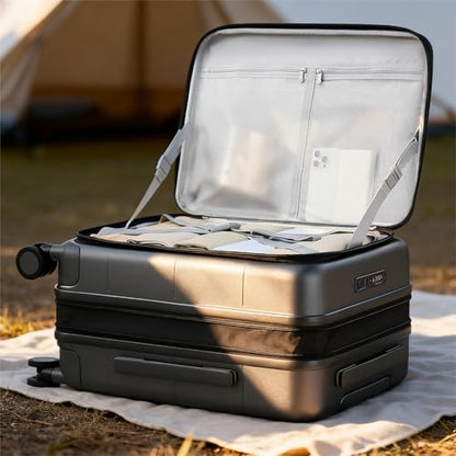 Hanke Expandable Medium Checked Luggage, 24 Inch Top Opening Suitcase - color: Jet Black, size: 24 Inch EXT