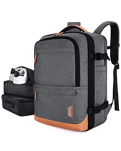 BAGSMART 37L Expandable Travel Backpack Compression Carry On Daypack - color: Grey