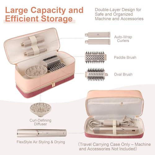 BAGCRAZY Travel Case for Shark FlexStyle & Dyson Airwrap, Pink and Crimson - color: Pink and Crimson