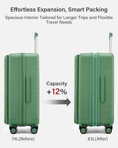 Hanke Expandable Medium Checked Luggage, 24 Inch Top Opening Suitcase - color: Forest Green, size: 24 Inch EXT