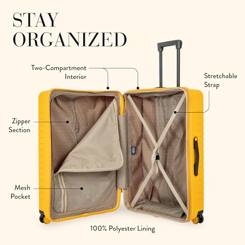 Bric's B|Y Ulisse Checked Luggage with Spinner Wheels – Expandable Lightweighted Hard Shell Suitcase, TSA Combination Lock - Removeable Wash Bag Included - 30 Inch, Mango - color: Mango, size: Checked-large