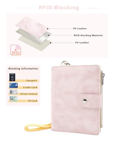 Passport Holder for Travel, Rfid Passport Wallet with Zipper - color: Petal Blush