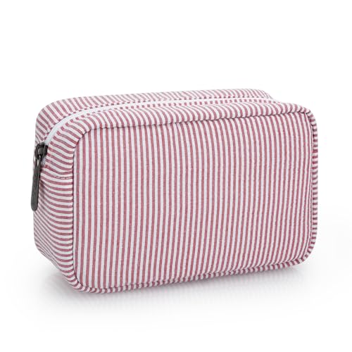 Stripe Travel Makeup Bag, Padded Cosmetic Pouch for Women, Red - color: Stripe Red