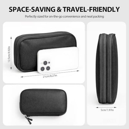 Double Layer Electronics Organizer, Travel Tech Pouch, Black - color: Black, size: Medium
