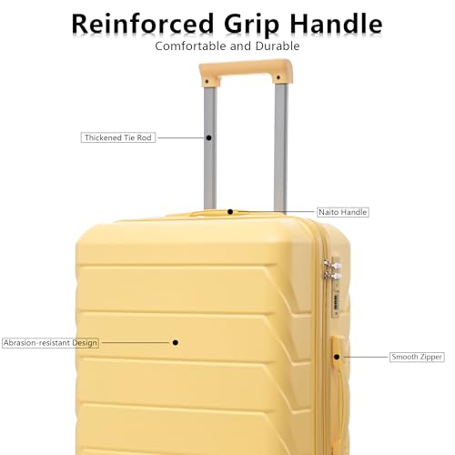 Hardshell Luggage Sets, Lightweight Stripes Suitcases with Spinner Wheels, Yellow-220 - color: Yellow-220, size: 20/24/28 Inch
