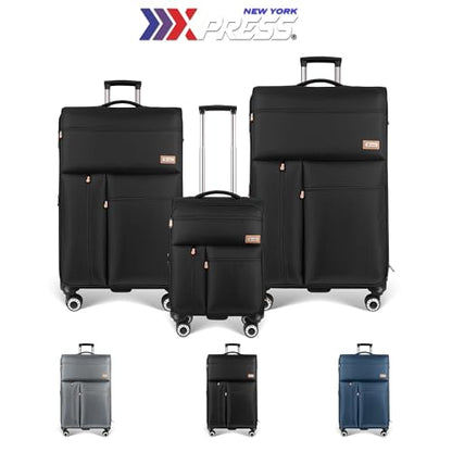 3-Piece Luggage Set(20/26/30in)-Expandable Luggage Set - color: Black, size: 3-Piece Set (20"/26"/30")