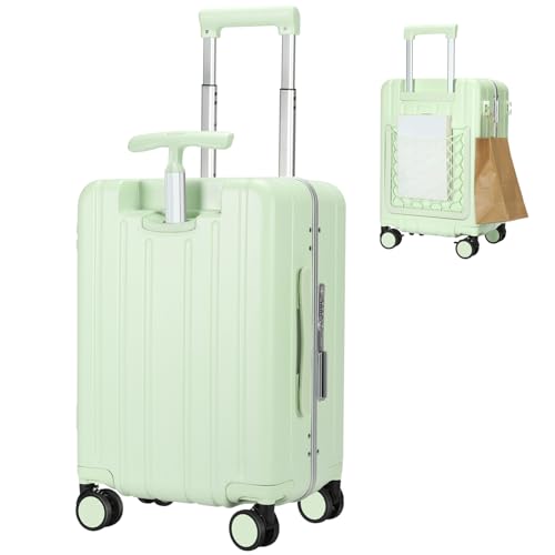 MRPLUM 20" Carry On Luggage Double Handle Suitcase with Net Pocket,Green - color: Green