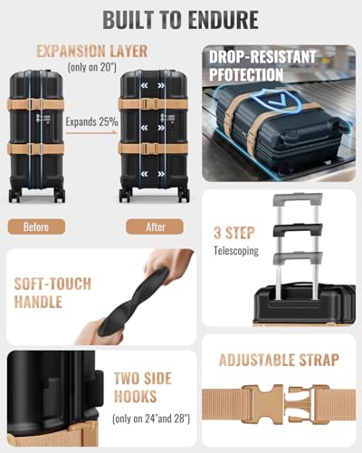 Joyway 3-Piece Hardside Luggage Set, 20 24 28 Inch, Black - color: Black