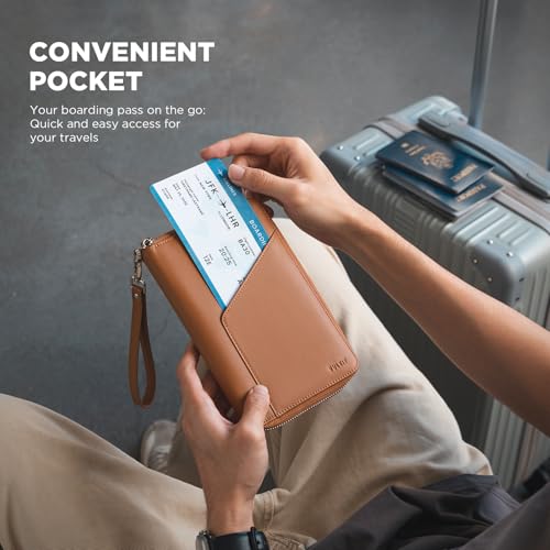 VULKIT Family Passport Holder for 4 Passports, RFID Blocking Travel Wallet - color: Brown