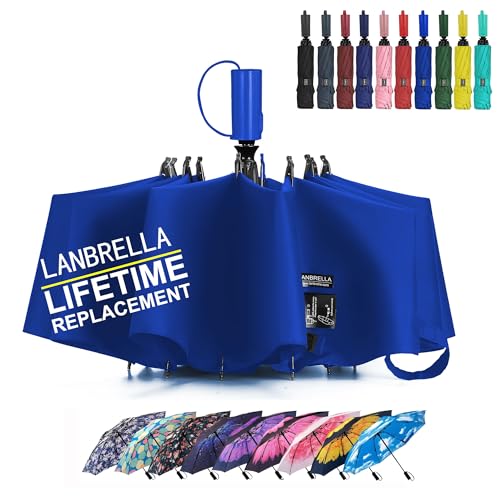 LANBRELLA 컴팩트 리버스 접이식 우산 자동 방풍 여행용 우산 - color: C2.7 로열 블루, size: 46인치
