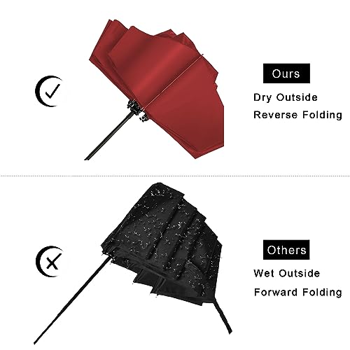 LANBRELLA 컴팩트 리버스 접이식 우산 자동 방풍 여행용 우산 - color: C2.6 레드, size: 46인치