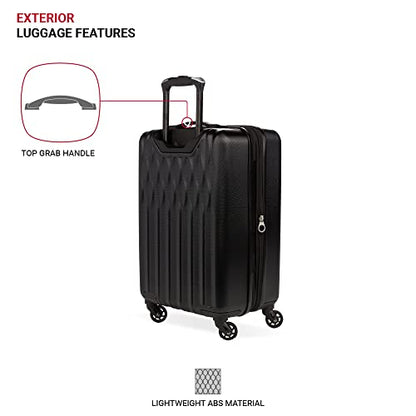 SwissGear 8018 Expandable Luggage, Hard Shell Carry-On Luggage with Spinner Wheels - color: Black, size: Carry-On 20-Inch